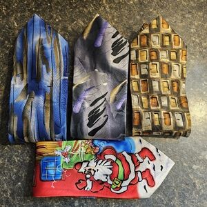 J. Garcia Silk Tie Men's Lot of 4 Necktie Red Gold Blue Purple Limited Edition